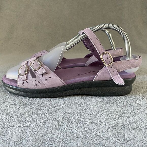 SAS Womens 9 Duo Quarter Strap Leather Sandal Shoes Purple Glitter Sparkle - Picture 3 of 8